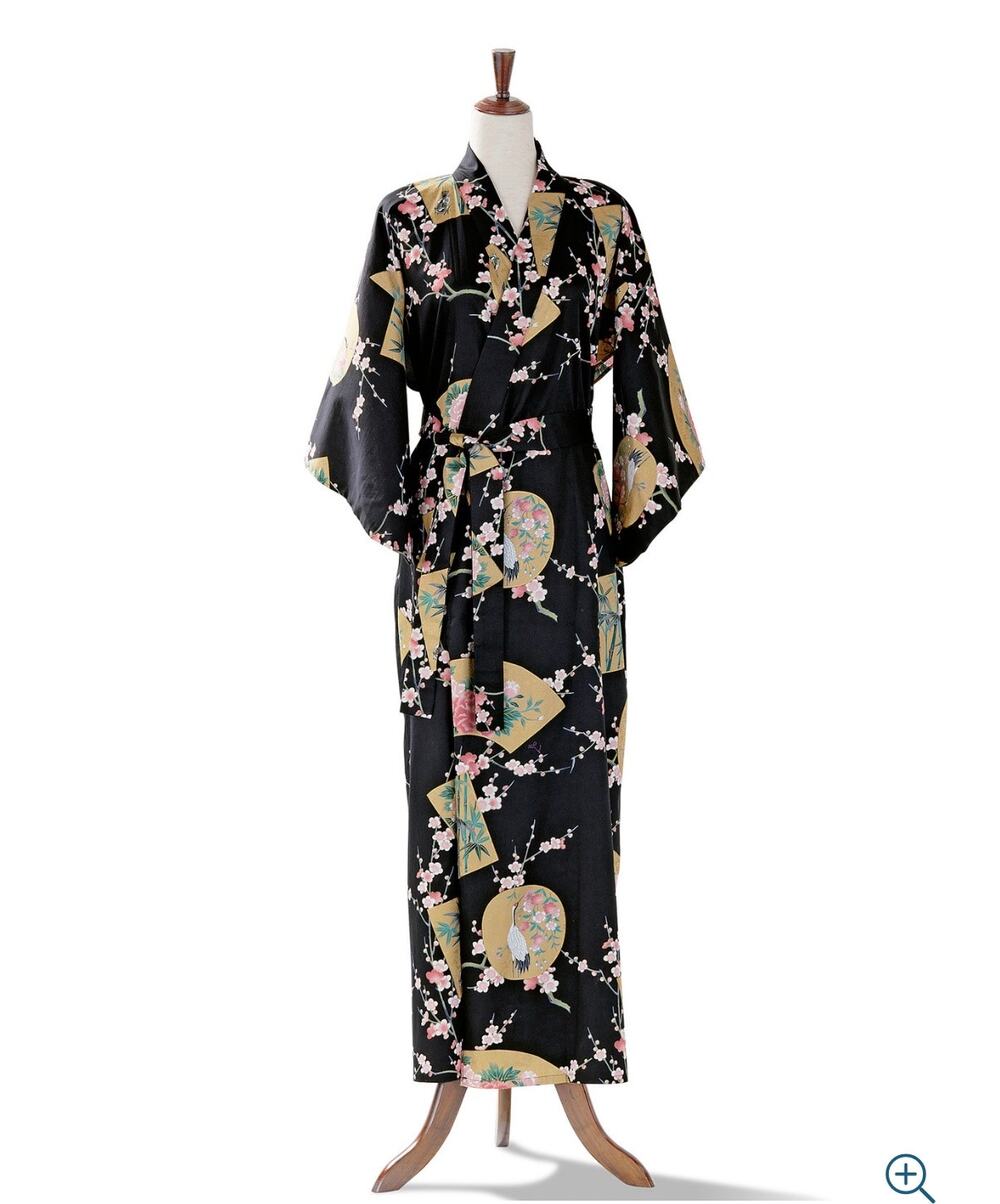 Smithsonian Institution Japanese Crane Cherry Blossom Yukata Kimono Robe M